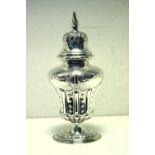 An Edwardian silver sugar caster, by Joseph Rodgers, Sheffield 1907, of oval baluster form raised on