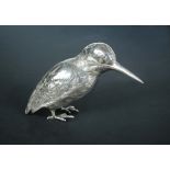 An Edwardian silver caster modelled as a Kingfisher, sponsor's mark of Berthold Muller, import