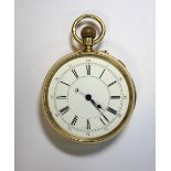 An 18ct gold cased open face pocket watch, with white dial printed with Roman numerals,