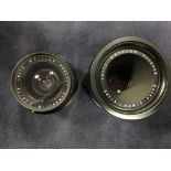 Five Leica camera lenses, a 1977 Elmarit-R 2.8/135, a 1978 Vario-Elmar-R 4.5/75-200, a 1979