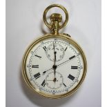 Stauffer & Co (Charles Nicolet) - An 18ct gold cased pocket chronometer with open face, the white