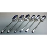 A set of six silver Old English pattern bottom marked tablespoons, probably by Walter Tweedie,