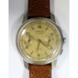 Paros - a vintage steel cased chronometer, circa 1950's, the silver/gold coloured dial with arabic