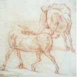Circle of Pieter van Bloemen (Flemish, 1657-1720) Study of two horses red chalk 15 x 15cm (6 x 6in)