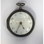 Robert Apps, Battle - An 18th century silver pair cased pocket watch, with white enamel dial printed