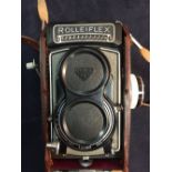 A leather cased 1958 Rolleiflex 'Synchro-Compur' camera, Tessar number 2119967