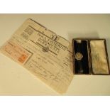 An art deco diamond set cocktail watch by Limit with original fitted case and 1929 receipt, the