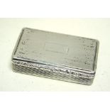 A George IV silver snuff box, by William Simpson, Birmingham 1830, rectangular with engine turned