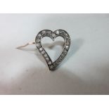 A witch's heart diamond brooch, of typical 19th century linear form with distinct upper cleft and
