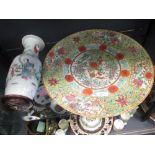 A Canton dish together with a vase mounted as a lamp (2)