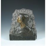 Constant Auguste Thomsen (French, 1869-1925), a bronze portrait bust entitled 'Amor', the female