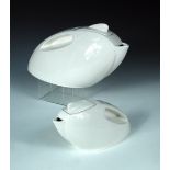 Giorgio Giugiaro, a modernist white glazed teapot, of streamlined form, together with another