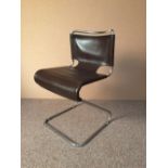 After W. H, Gispen, a chromed cantilever chair, originally designed circa 1930, with brown