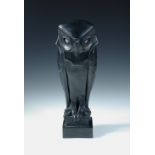 After Edouard Marcel Sandoz (Swiss, 1881-1971), a painted plaster model of an owl, painted black,