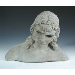 Doris Gerrard (British, 20th century), bust of a young woman, modelled in plaster, her head leans to