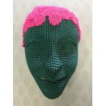 § David Mach, (Scottish, b.1956), Matchstick head, in neon pink and green, signed to reverse 21½ x