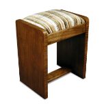 An Art Deco walnut stool, of simple rectangular form with a cut-velvet upholstered drop-in seat 60 x