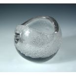 Timo Sarpeneva for Iittala, a Hiidenhelmi or Devil's Pearl glass bowl, the clear glass body encasing