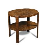 Fischel, Czechoslovakia, an Art Deco exotic timber two-tier occasional table, the oval tiers to four