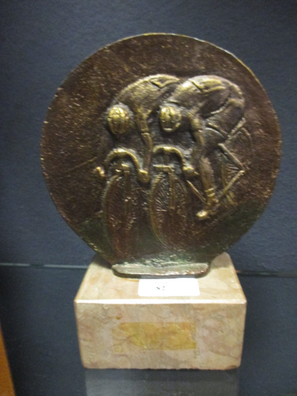 A bronze cycling trophy, together with a pair of cycling bookends (3) - Image 3 of 4