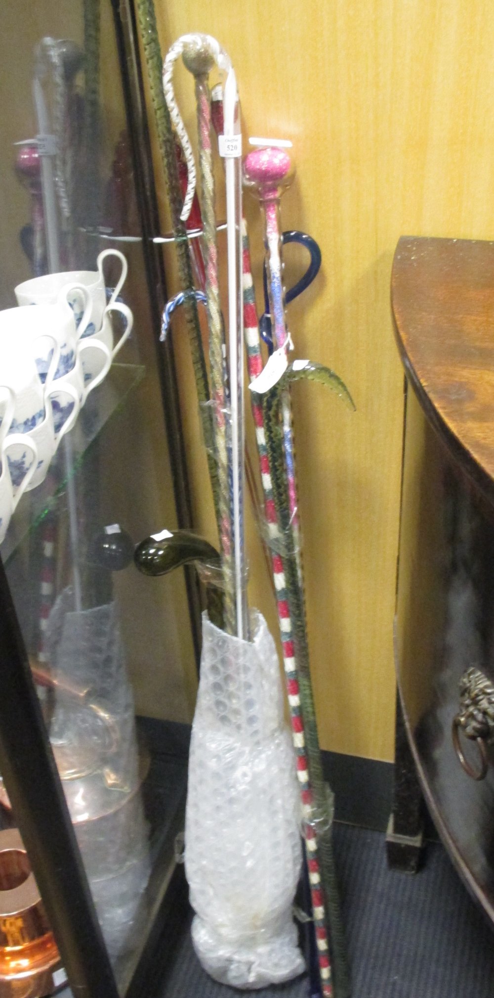 A collection of ten various glass canes