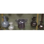 A collection of Barovier & Toso glass vases, comprising an amethyst coloured top hat vase with