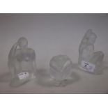 Three modern Lalique glass figures of women (3)