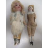 A 19th century bisque head shoulder doll and a bisque head doll, a/f (2)