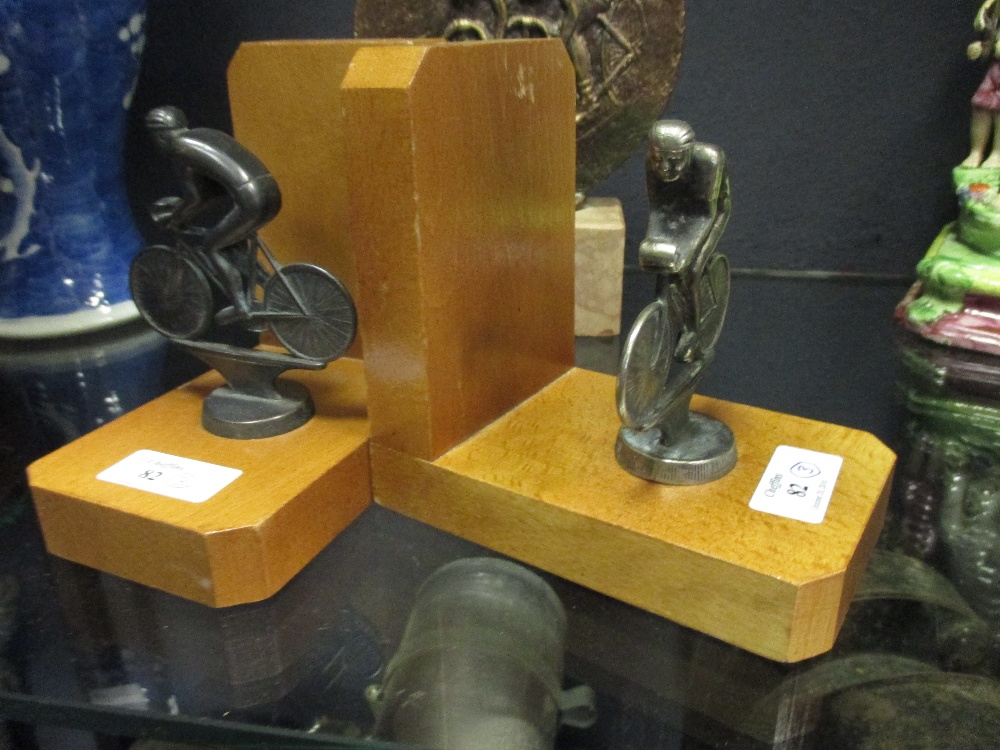 A bronze cycling trophy, together with a pair of cycling bookends (3) - Image 4 of 4