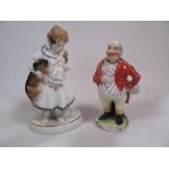 A Karl Ens model of a young girl with a Dachshund and a doll, together with another figure of a
