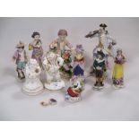 Various porcelain figures, Derby etc (10)