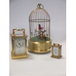 A singing bird automaton and two carriage clocks (one by Matthew Norman) (3)