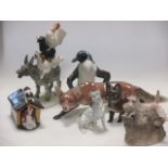A collection of Rosenthal and other porcelain animals, to include a Rosenthal fox, cub, terrier &