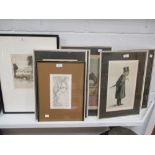 Eight various framed Spy cartoons, Nicholas Barham, Hannah with Jo Jo signed etching, together