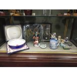 Worcester, Royal Doulton and Copenhagen porcelain figurines, and a Spode Rugby commemorative bowl