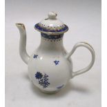 A late 18th/early 19th century miniature coffee pot and cover, the baluster shape painted in