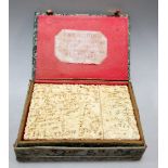 Chongshing ... Carver, New Street', a labelled brocade boxed ivory visiting card case, the