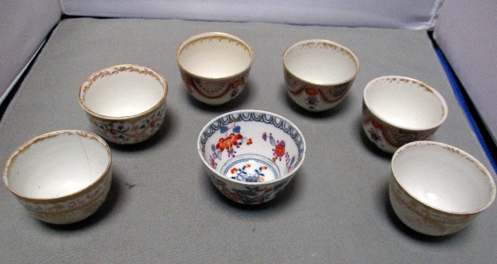 A pair of Meissen tea bowls for the Ottoman market and five others, the first pair gilt with