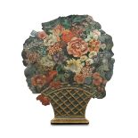 A 19th century painted dummy board, painted with basket and festoon of flowers 72 x 59cm (28 x 23in)