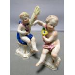 A pair of Meissen allegorical figures of the Seasons Spring and Summer in the form of small