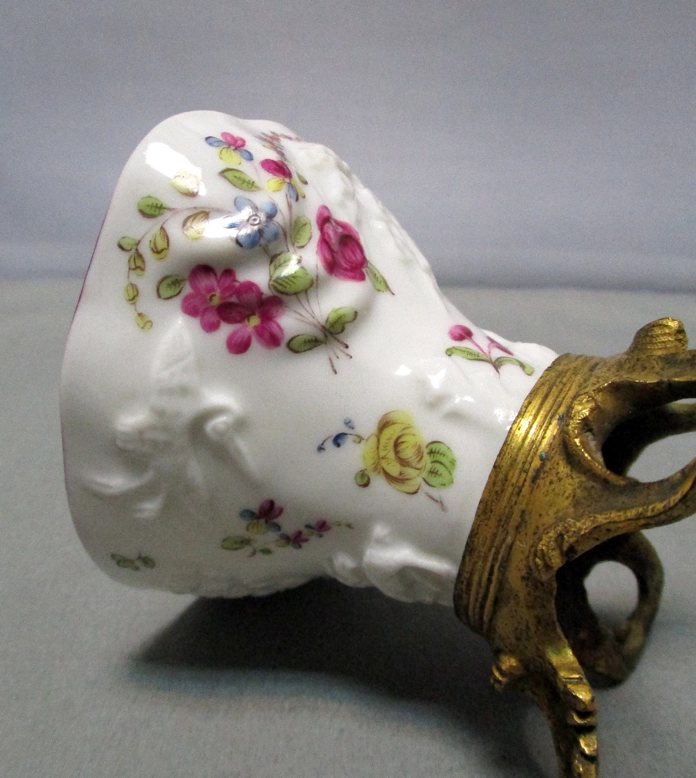 A Meissen sweetmeat bowl in the form of a blanc de Chine libation cup with flower painted moulded - Image 2 of 3
