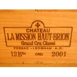 Chateau La Mission Haut Brion, Pessac Leognan Graves 2001, 12 bottles in owc. Removed from the