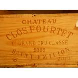 Chateau Clos Fourtet, St Emilion 1er Grand Cru 2000, 12 bottles in owc. Removed from the cellar of a