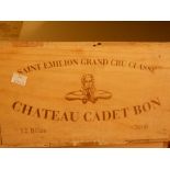 Chateau Cadet Bon, St Emilion Grand Cru 2000, 12 bottles in owc. Removed from the cellar of a