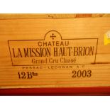 Chateau La Mission Haut Brion, Pessac Leognan Graves Cru Classe 2003, 12 bottles in owc. Removed