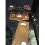 A 1823 university police truncheon and a set of scales and another set Heavy ware but even overall