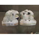 A pair of Staffordshire bunnies and a pair of sheep (4)