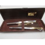 A Mont Blanc fountain pen and biro, cased