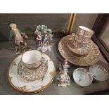 Decorative Samson porcelain figures; a part Victorian service, two Limoges type dishes; two