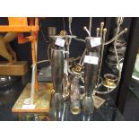 A collection of modernist candlesticks and a pair of jugs, together with an Art Deco lamp